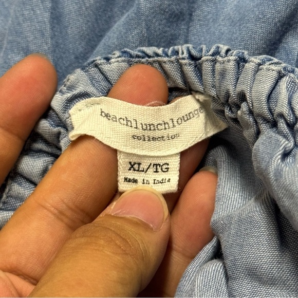 beachlunchlounge Rosella Off Shoulder Chambray Embroidered Shift Dress - Picture 4 of 5